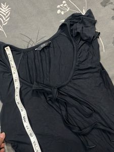 Black Tie-Front Cap Sleeve Top