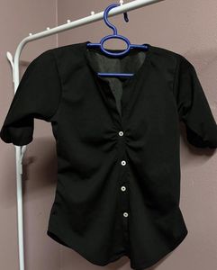 Elegant Black Ruched Blouse