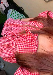 Red Gingham Tie-Front Top