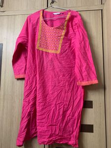 Vibrant Pink Embroidered Kurta