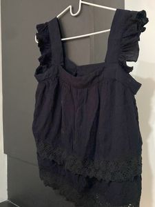 Elegant Black Layered Ruffle Top