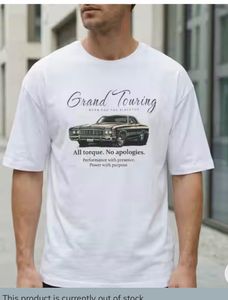 Shein White "Grand Touring" Graphic T-Shirt
