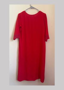 Elegant Red Embroidered Kurta |  Festive