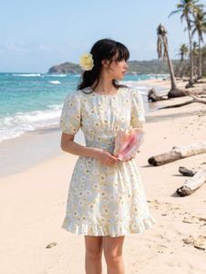 Smocked floral mini ruffle dress