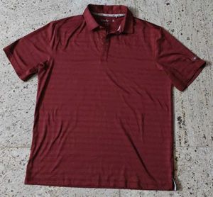 Men's Burgundy Striped Polo Shirt