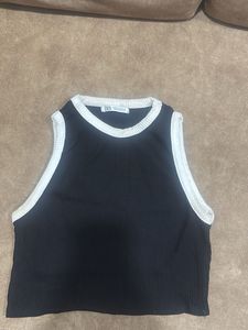 Zara Black Ribbed Crop Top