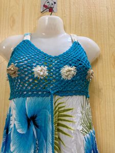 Bohemian Floral Crochet Halter Dress