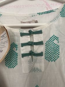 Stylish White Kurta with Green Print