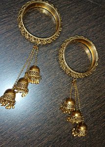 Ethnic Gold Bangles with Jhumka Tassels