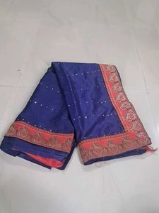 Royal Blue Saree with Red Border
