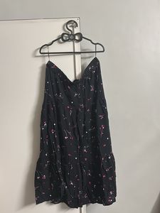 Black Floral Print Midi Skirt