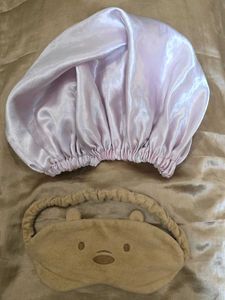 MINISO Bear sleepmask And Satin Sleep Bonnet COMBO