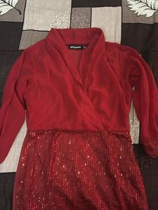 Sparkling Maroon Wrap Dress