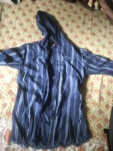 Blue Striped Hooded Tunic Shirt