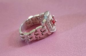 Red Stone Silver Ring