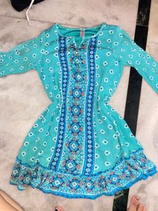 Teal Printed short kurti women girls