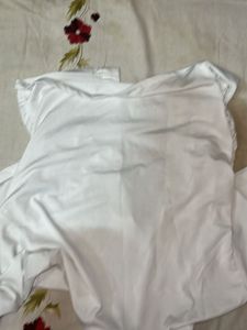 Chic Ruched White Button-Up Shirt