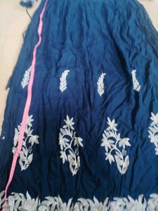 Elegant Blue Kurta with White Embroidery