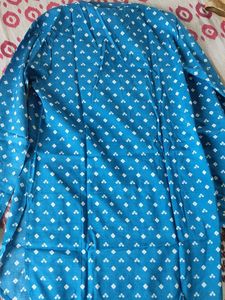 Blue Kurta with White Diamond Print