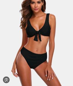 Classic Black Tie-Front Bikini Set
