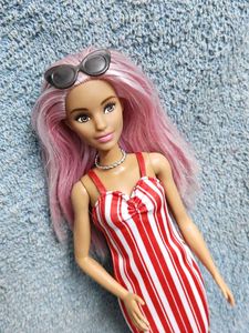 Barbie Doll Red and White Striped Dress