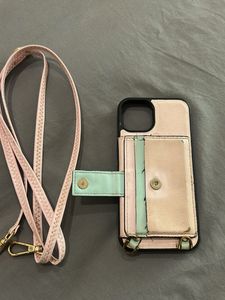Cute Pink iPhone 14 Case with Detachable Strap