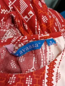A Line Red Printed Kurta Women's