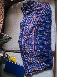 Bohemian Blue Print Midi Skirt