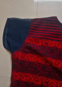 🟥Striped A-Line Dress with Button Detail