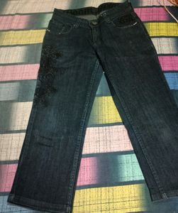 Embellished Dark Wash Denim Jeans