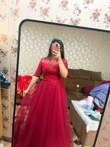 Elegant Red Embellished Gown