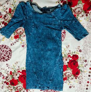 Denim-Look Mini Dress