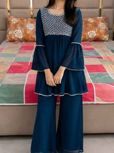 Elegant Teal Kurta with Palazzo Set