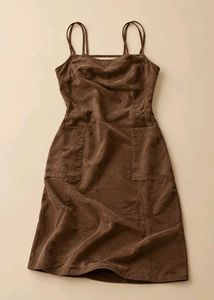 BROWN DOUBLE STRAP POCKET DRESS