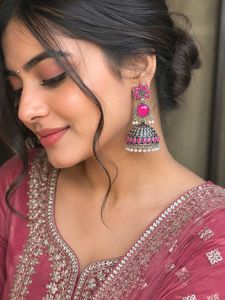 Stunning Pink Jhumka Earrings