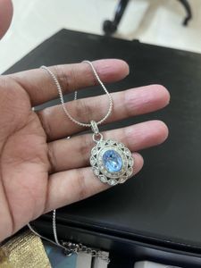 Imported Elegant Blue Stone Pendant Necklace