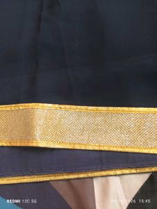 Elegant Navy Blue saree with Gold Border