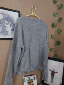 Light Blue Zip-Up Knit Sweater