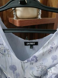 Cute  Blue Floral Peplum Top