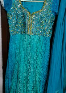 Teal Embellished Anarkali Dress