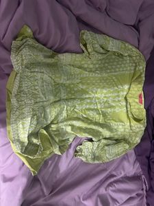 Lime Green Kurta with White Print