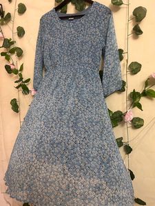 Blue Floral Print Maxi Dress