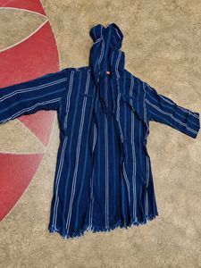 Blue Striped Hooded Tunic Shirt