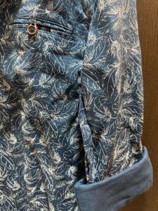 Netplay Men's Blue Leaf Print Shirt