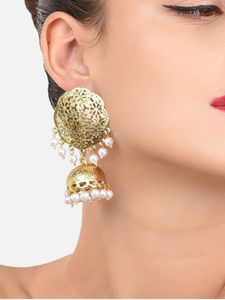 🆕 “ZAVERI PEARLS” Gold Tone Cut-work Jhumkas