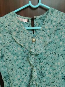 Light Blue Floral Print Top