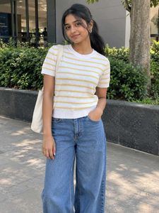 Cute Striped Short Sleeve Top