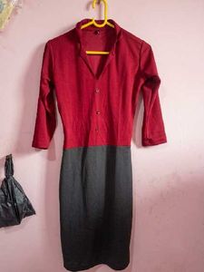 Maroon &amp; Black Bodycon Dress