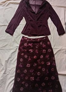 Elegant Velvet Skirt Suit Set