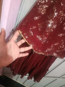 Maroon Embellished Kurta Set